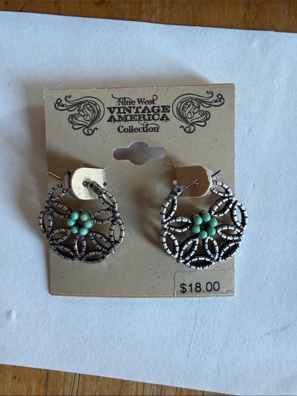 Nine West silver-tone filigree hoop earrings with turquoise accents
